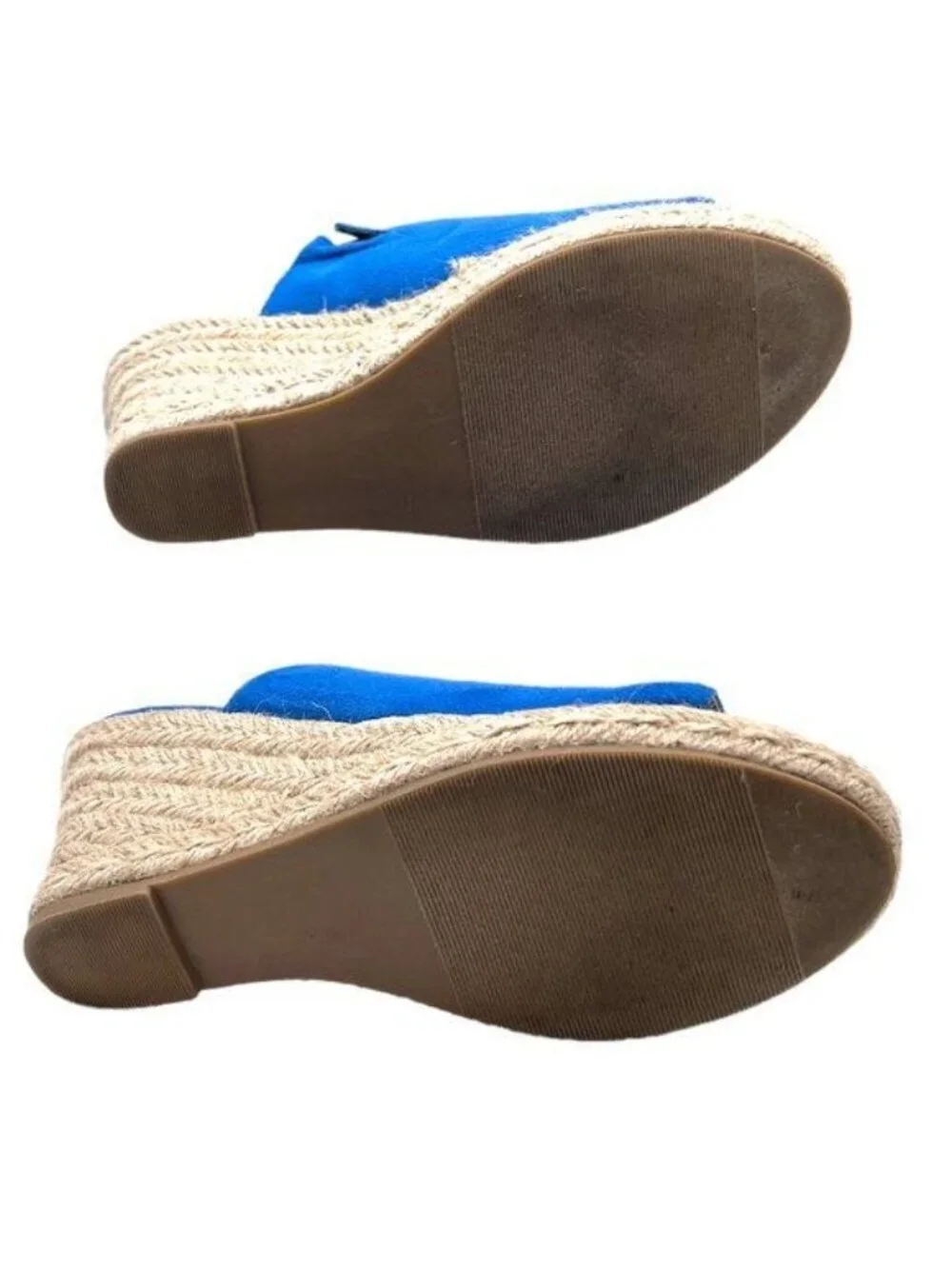 Stylish Wanted Microfiber Open Toe Slip on Wedge Sandal Espadrille Style Size 6